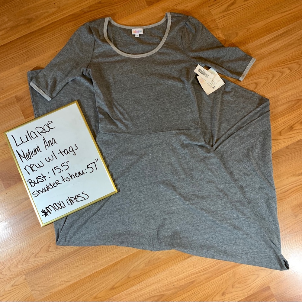 LuLaRoe Medium Grey Ana Maxi Dress NWT